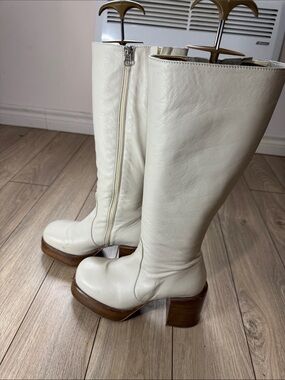 Knee-High  Leather Block Heel Boots
